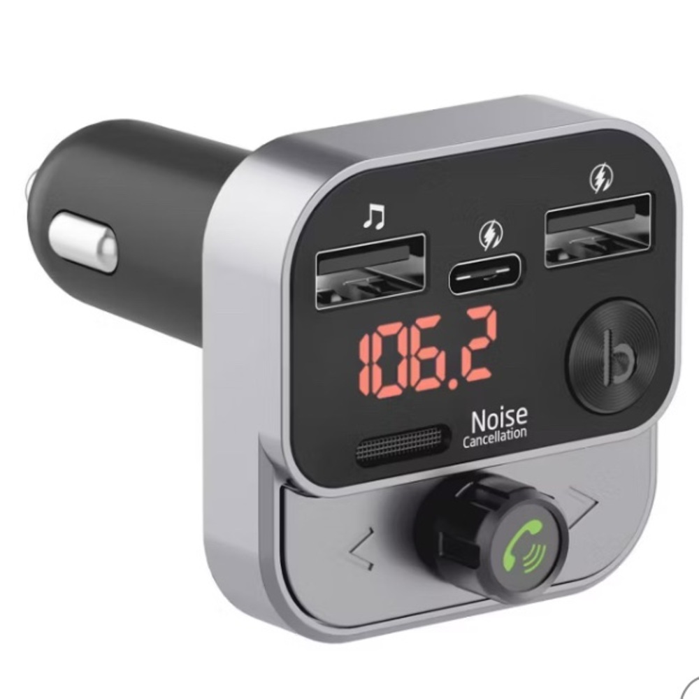 New! Just Wireless hands free Bluetooth Black Car FM Transmitter with USB